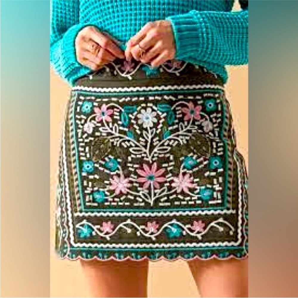 Mi Ami Collections Embroidered Mini Skirt - Olive, Pink, Blue large